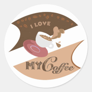 I Love My Coffee Retro Java Classic Round Sticker