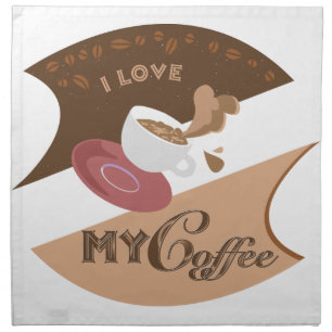 I Love My Coffee Retro Java Cloth Napkin