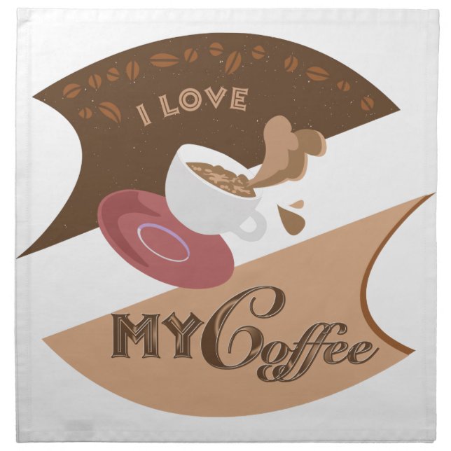 I Love My Coffee Retro Java Cloth Napkin (Front)
