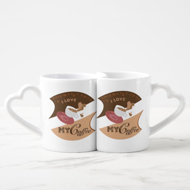 I Love My Coffee Retro Java Coffee Mug Set (Front Nesting)