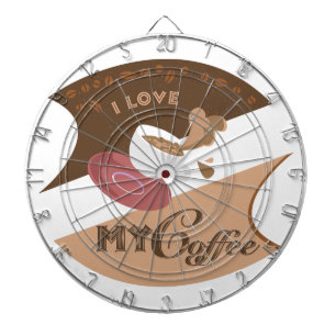 I Love My Coffee Retro Java Dartboard With Darts
