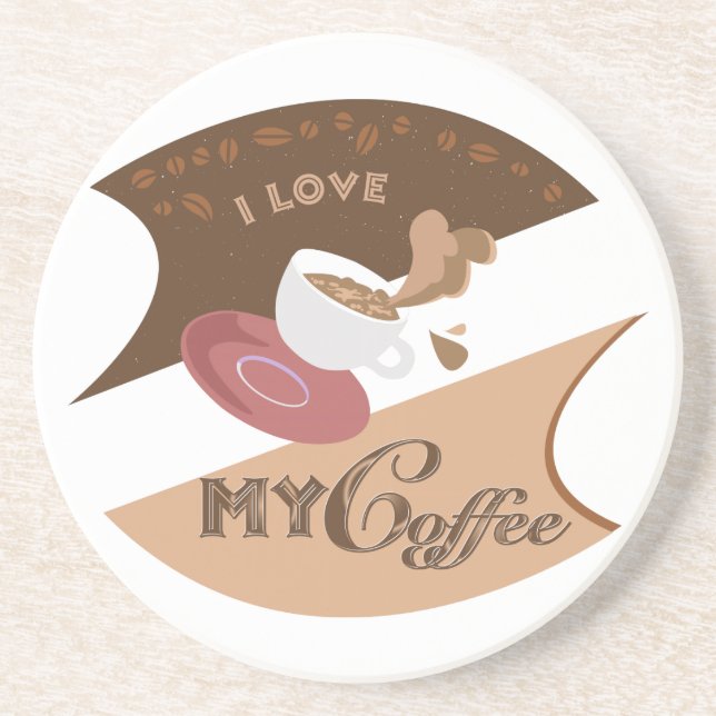 I Love My Coffee Retro Java Drink Coaster (Front)