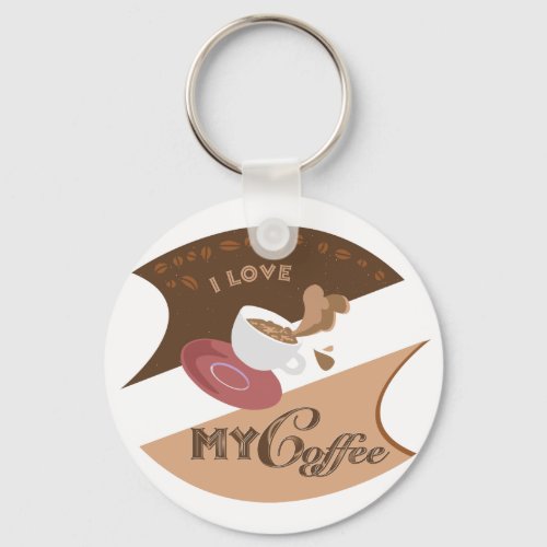 I Love My Coffee Retro Java Keychain