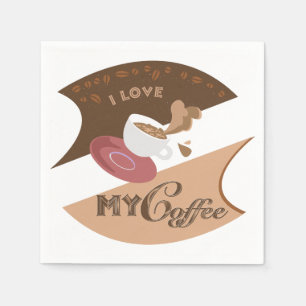 I Love My Coffee Retro Java Paper Napkins