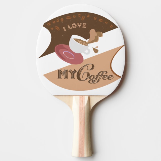 I Love My Coffee Retro Java Ping-Pong Paddle (Front)