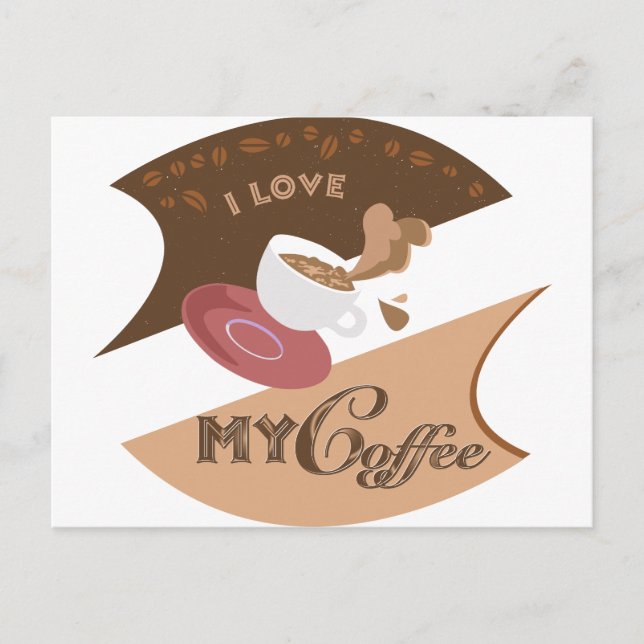 I Love My Coffee Retro Java Postcard (Front)