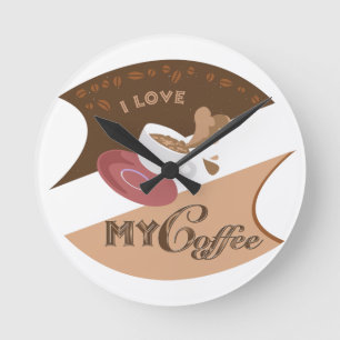 I Love My Coffee Retro Java Round Clock