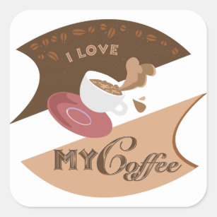 I Love My Coffee Retro Java Square Sticker