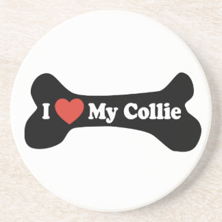 I Love My Collie - Dog Bone Drink Coaster