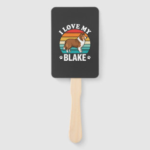 I Love My Collie Dog Retro Sunset Hand Fan