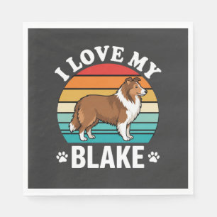 I Love My Collie Dog Retro Sunset Napkins