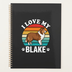 I Love My Collie Dog Retro Sunset Planner