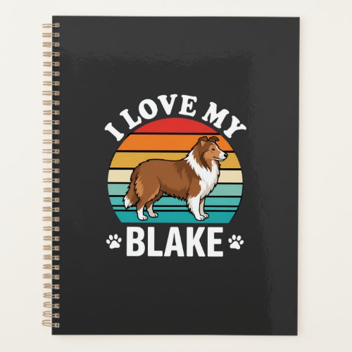 I Love My Collie Dog Retro Sunset Planner