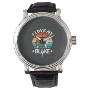 I Love My Collie Dog Retro Sunset Watch