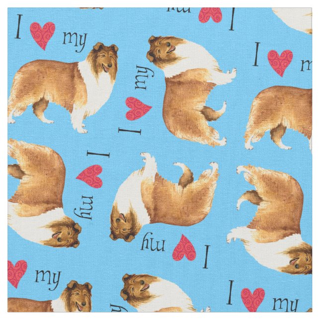 I Love my Collie Fabric (Close Up)