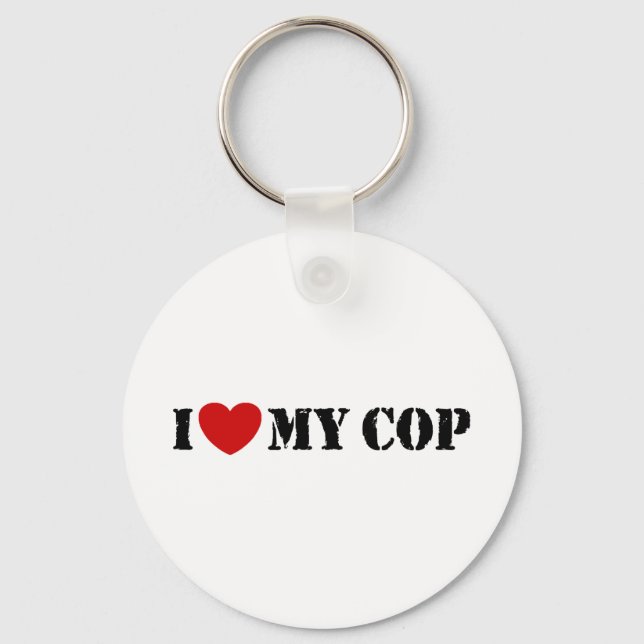 I Love My Cop Keychain (Front)