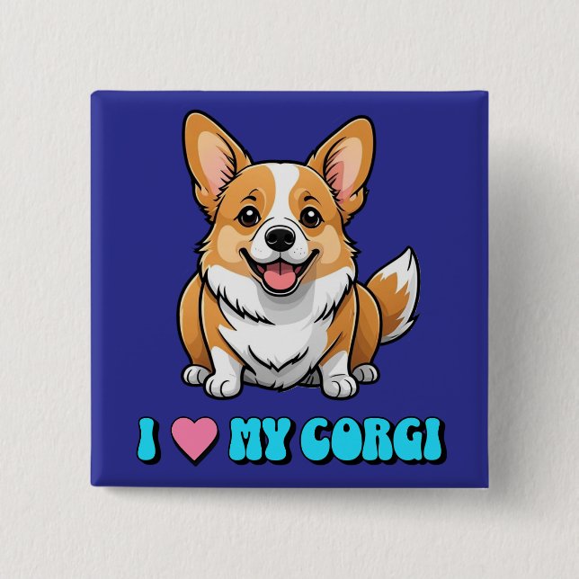 I Love My Corgi Button (Front)