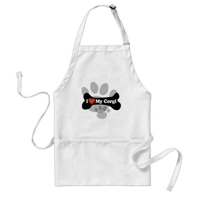 I Love My Corgi - Dog Bone Adult Apron (Front)