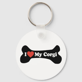 I Love My Corgi - Dog Bone Keychain
