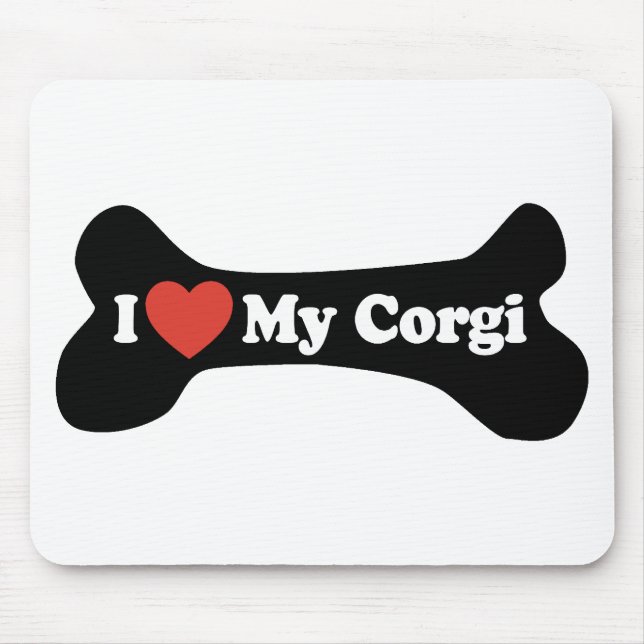 I Love My Corgi - Dog Bone Mouse Pad (Front)