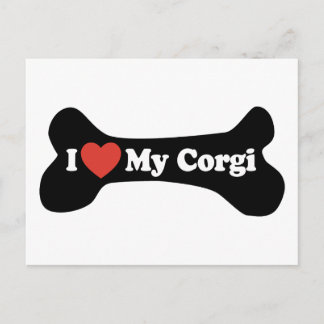 I Love My Corgi - Dog Bone Postcard