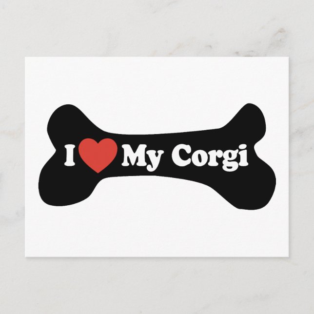 I Love My Corgi - Dog Bone Postcard (Front)