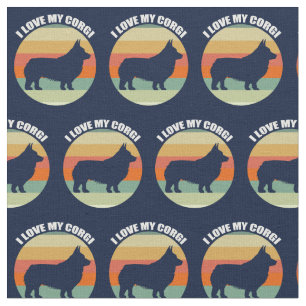 I Love My Corgi Fabric