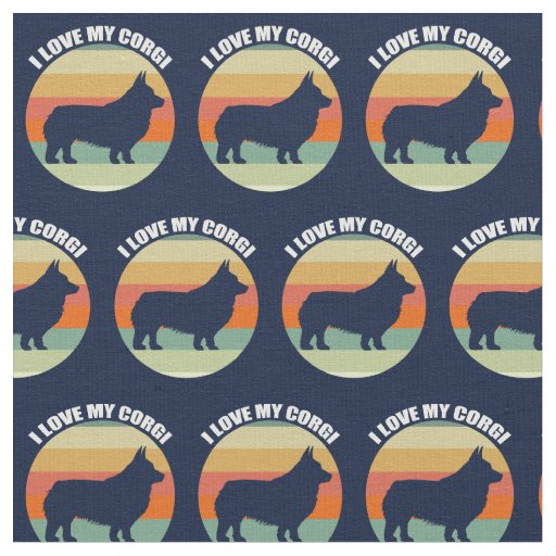 I Love My Corgi Fabric