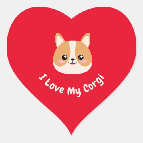 I love My Corgi Heart Sticker