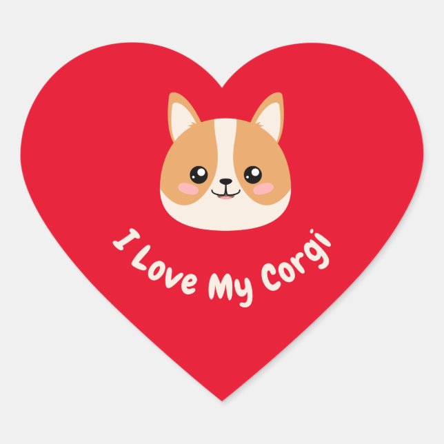 I love My Corgi Heart Sticker (Front)