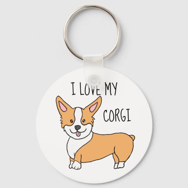I Love My Corgi Keychain (Front)