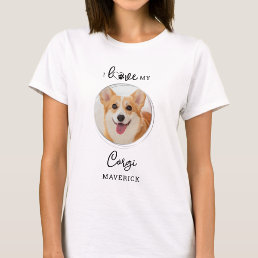 I Love My Corgi Personalized Cute Pet Dog Photo T-Shirt