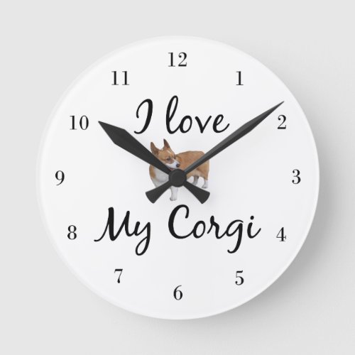I Love My Corgi Round Clock
