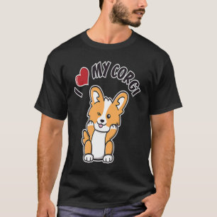 I Love My Corgi Winking Puppy Dog with a Big Heart T-Shirt