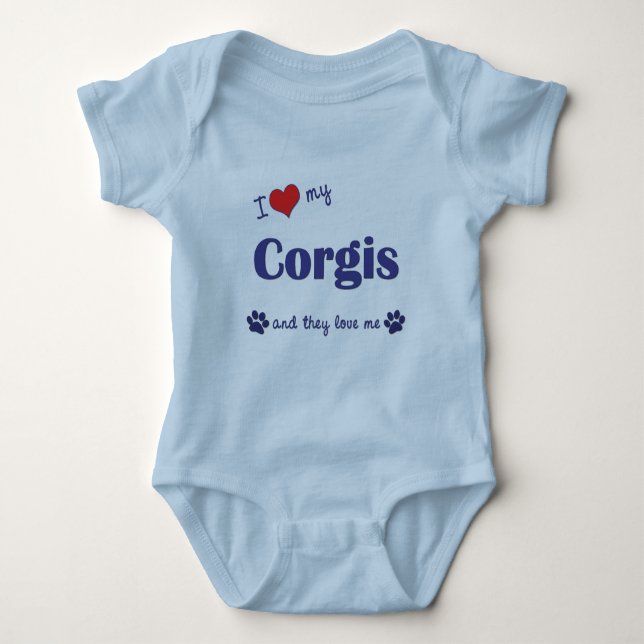 I Love My Corgis (Multiple Dogs) Baby Bodysuit (Front)