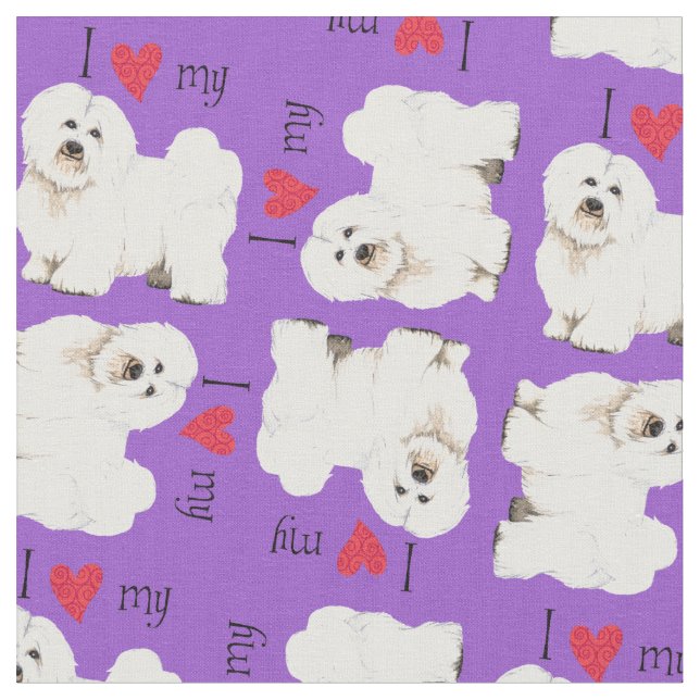 I Love my Coton de Tulear Fabric (Close Up)