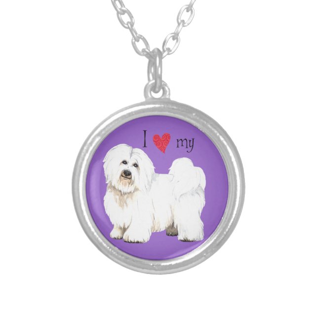 I Love my Coton de Tulear Silver Plated Necklace (Front)