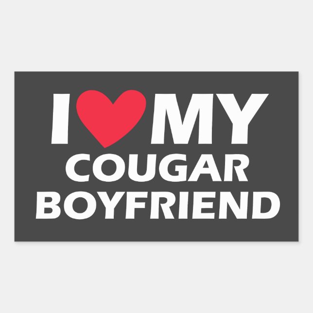 I Love My Cougar Boyfriend Rectangular Sticker (Front)