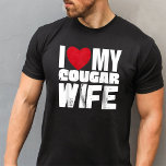 I Love My Cougar Wife Funny Valentine's Day T-Shirt<br><div class="desc">Showcase your unique love story with this fun tee! The 'I Love My Cougar Wife Tee - Heart My Cougar Wife' design adds a playful touch to your relationship. share a laugh wherever you go. Ideal for couples who enjoy a good sense of humor.</div>
