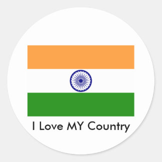 I Love MY Country India Classic Round Sticker