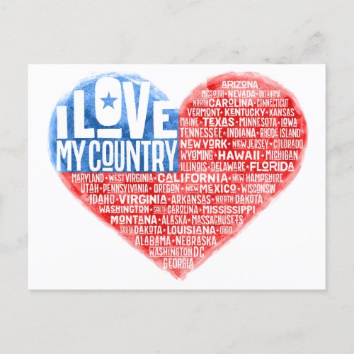 I love my Country Postcard