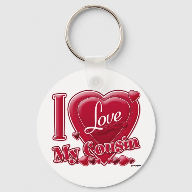 I Love My Cousin red - heart Keychain (Front)
