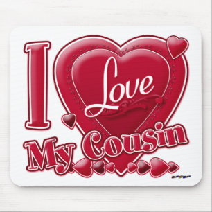 I Love My Cousin red - heart Mouse Pad