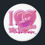 I Love My Cousins pink/purple - heart Magnet<br><div class="desc">I Love My Cousins pink/purple - heart</div>