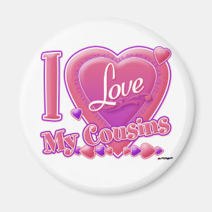 I Love My Cousins pink/purple - heart Magnet