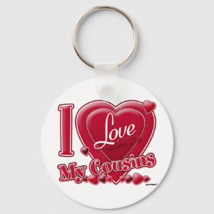 I Love My Cousins red - heart Keychain
