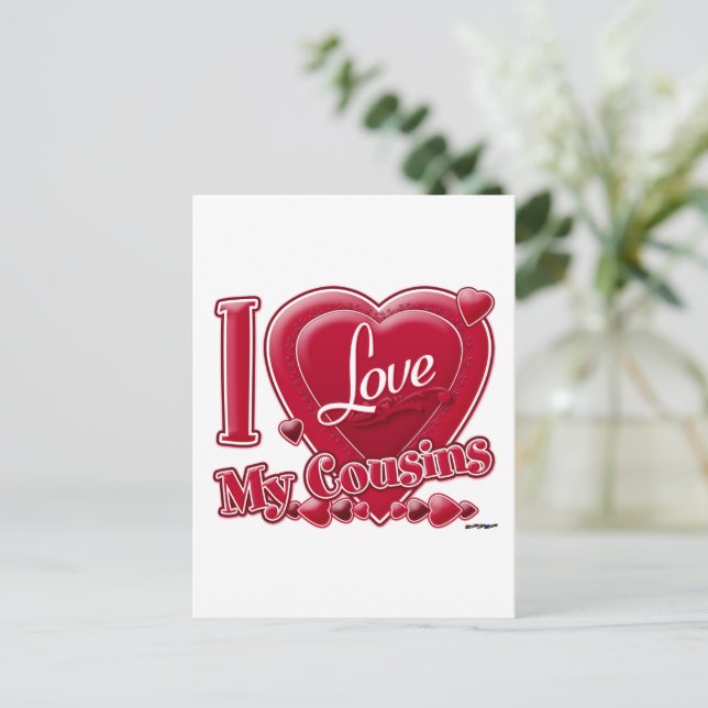 I Love My Cousins red - heart Postcard | Zazzle