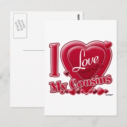 I Love My Cousins red - heart Postcard | Zazzle