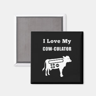 I Love My Cow-culator Funny Math Calculator Pun Magnet