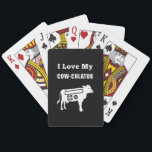 I Love My Cow-culator Funny Math Calculator Pun Poker Cards<br><div class="desc">I Love My Cow-culator Funny Math Calculator Pun. A punny design for cow lovers, farmers, accountants, auditors, analysts, bookkeepers, math teachers, mathematics students, employees and coworkers at accounting firms. Fans of animal puns, calculator jokes and bovine humor may find it funny. The silly saying design can be given as a...</div>